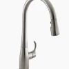 Kohler Simplice Single-Hole Or Three-Hole Kitchen Sink Faucet With 16-5/8" Pull-Down Spout, Docknetik Magnetic Docking System, And A 3-Function Sprayhead Featuring Sweep Spray - Vibrant Stainless