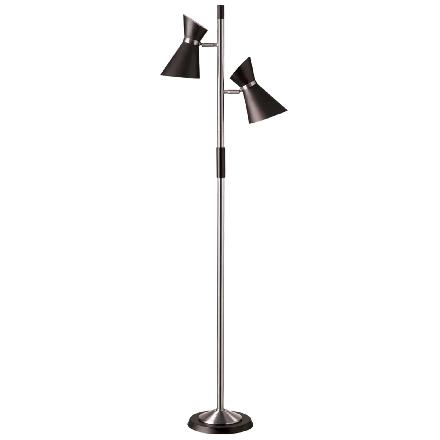 Dainolite 2 Light Floor Lamp, Matte Black/Polished Chrome