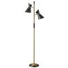 Dainolite 2 Light Floor Lamp, Matte Black/Vintage Bronze Base