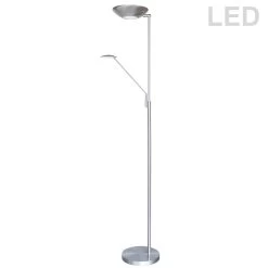 Dainolite Mother & Son LED Floor Lamp, Satin Chrome Finish