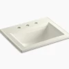 Kohler Memoirs Stately 17" X 10" Drop-In Bathroom Sink With 8" Widespread Faucet Holes - Biscuit