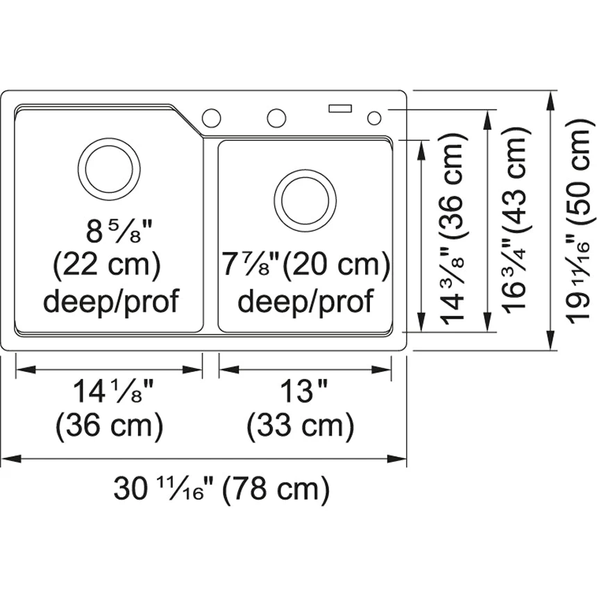 Kindred Granite 30.68" X 19.68" Drop-in Double Bowl Kitchen Sink Onyx - Image 2