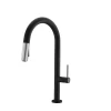 Stylish Catania 17.25" Kitchen Faucet Single Handle Pull Down Dual Mode Lead Free Matte Black With Silver Head And Handle Finish K-141NS