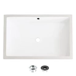 Stylish Voguish 24" X 16" Rectangular Undermount Ceramic Bathroom Sink With 2 Overflow Finishes P-208