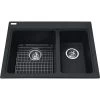 Kindred Mythos 27.75" X 20.5" Double Bowl Drop-in Kitchen Sink With Bottom Grid And Waste Fittings Granite Onyx
