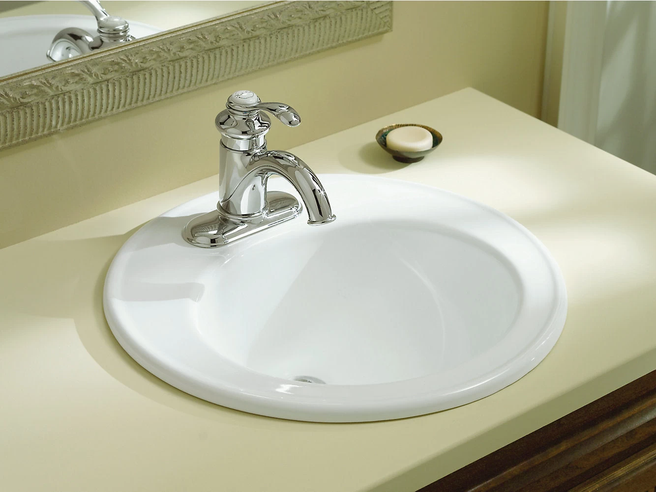 Kohler Brookline 19" Diameter Drop-In Bathroom Sink With 4" Centerset Faucet Holes - Image 3