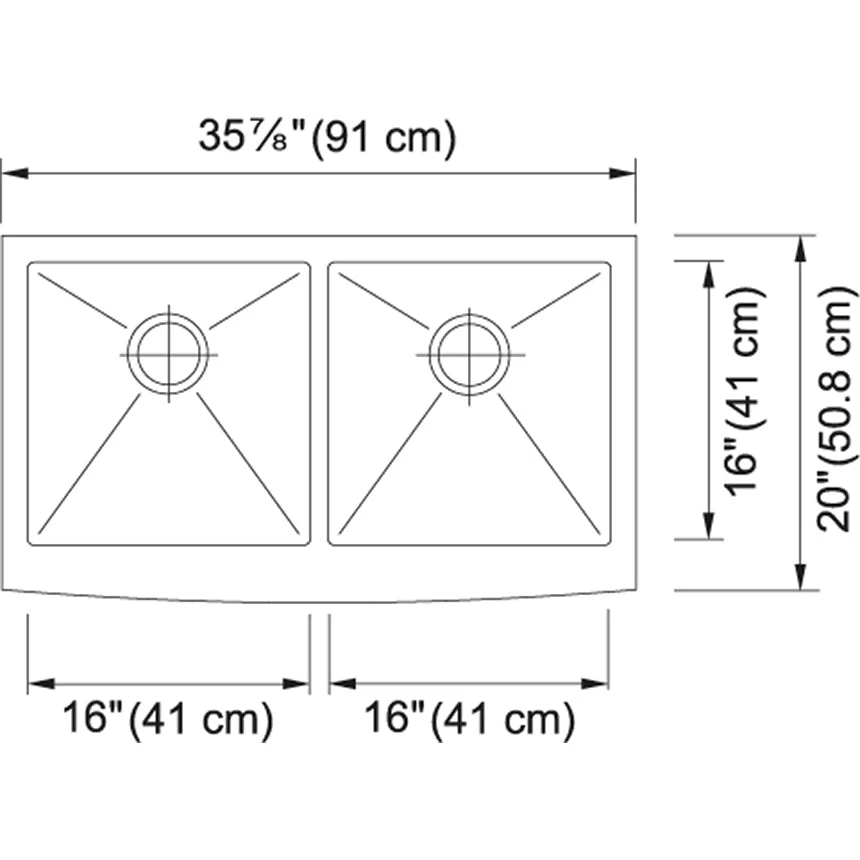 Kindred Designer 35.87" X 20" Stainless Steel 18 Gauge Double Bowl Farmhouse Undermount Kitchen Sink - Image 2