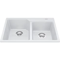 Kindred Granite Series 30.69" X 19.69" Drop In Double Bowl Granite Kitchen Sink In Polar White