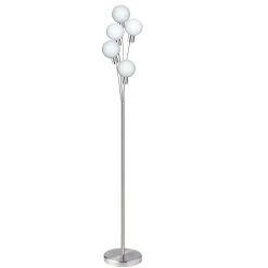 Dainolite 5 Light Incandescent Floor Lamp Satin Chrome Finish With White Glass
