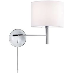 Dainolite 1 Light Incandescent Wall Sconce, Polished Chrome Finish With White Shade