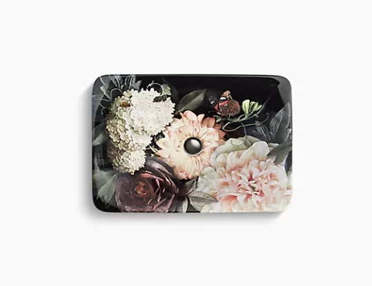 Kohler Dutchmaster Blush Floral Carillon Rectangle Wading Pool Vessel Bathroom Sink - Image 2