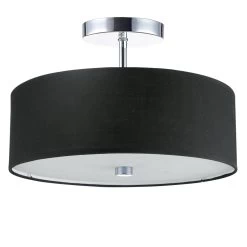 Dainolite 3 Light Incandescent Semi Flush Polished Chrome Finish With Black Shade