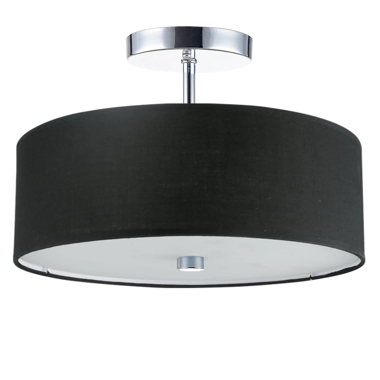Dainolite 3 Light Incandescent Semi Flush Polished Chrome Finish With Black Shade