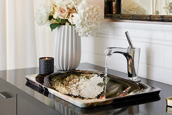Kohler Dutchmaster Blush Floral Carillon Rectangle Wading Pool Vessel Bathroom Sink - Image 3