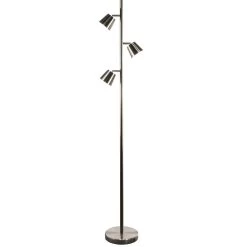 Dainolite 3 Light LED Floor Lamp, Satin Chrome Finish