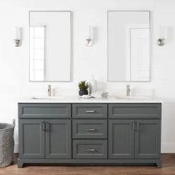 Stonewood Bellrose Moss Grey Premium Painted Freestanding Vanity With Countertop And Sink