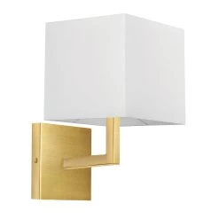 Dainolite 1 Light Incandescent Aged Brass Wall Sconce W/ White Shade