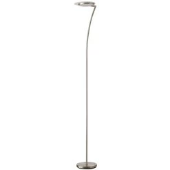 Dainolite LED Torchier, Satin Chrome, Swivel Head, White Frosted Diffuser