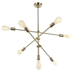 Dainolite 7 Light Incandescent Adjustable Pendant Aged Brass Finish.