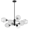 Dainolite 8 Light Halogen Matte Black Pendant W/ Clear Glass