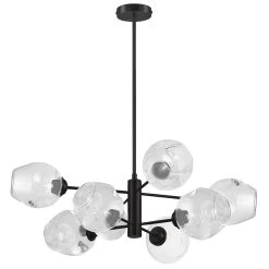 Dainolite 8 Light Halogen Matte Black Pendant W/ Clear Glass
