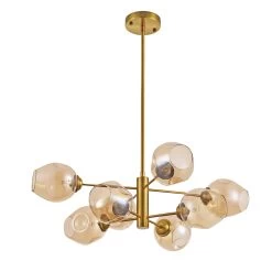 Dainolite 8 Light Round Pendant, Vintage Bronze Finish With Smoked Glass