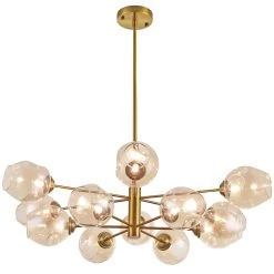Dainolite 12 Light Pendant, Vintage Bronze Finish With Champagne Glass