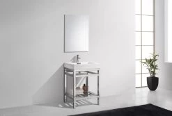 Kube Bath Cisco 24" Stainless Steel Console Bathroom Vanity With White Acrylic Sink