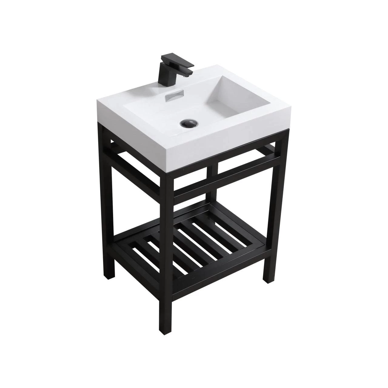 Kube Bath Cisco 24" Stainless Steel Console Bathroom Vanity With White Acrylic Sink - Image 8