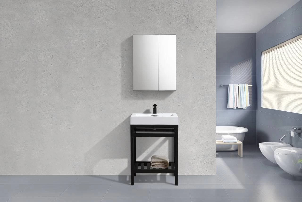 Kube Bath Cisco 24" Stainless Steel Console Bathroom Vanity With White Acrylic Sink - Image 6