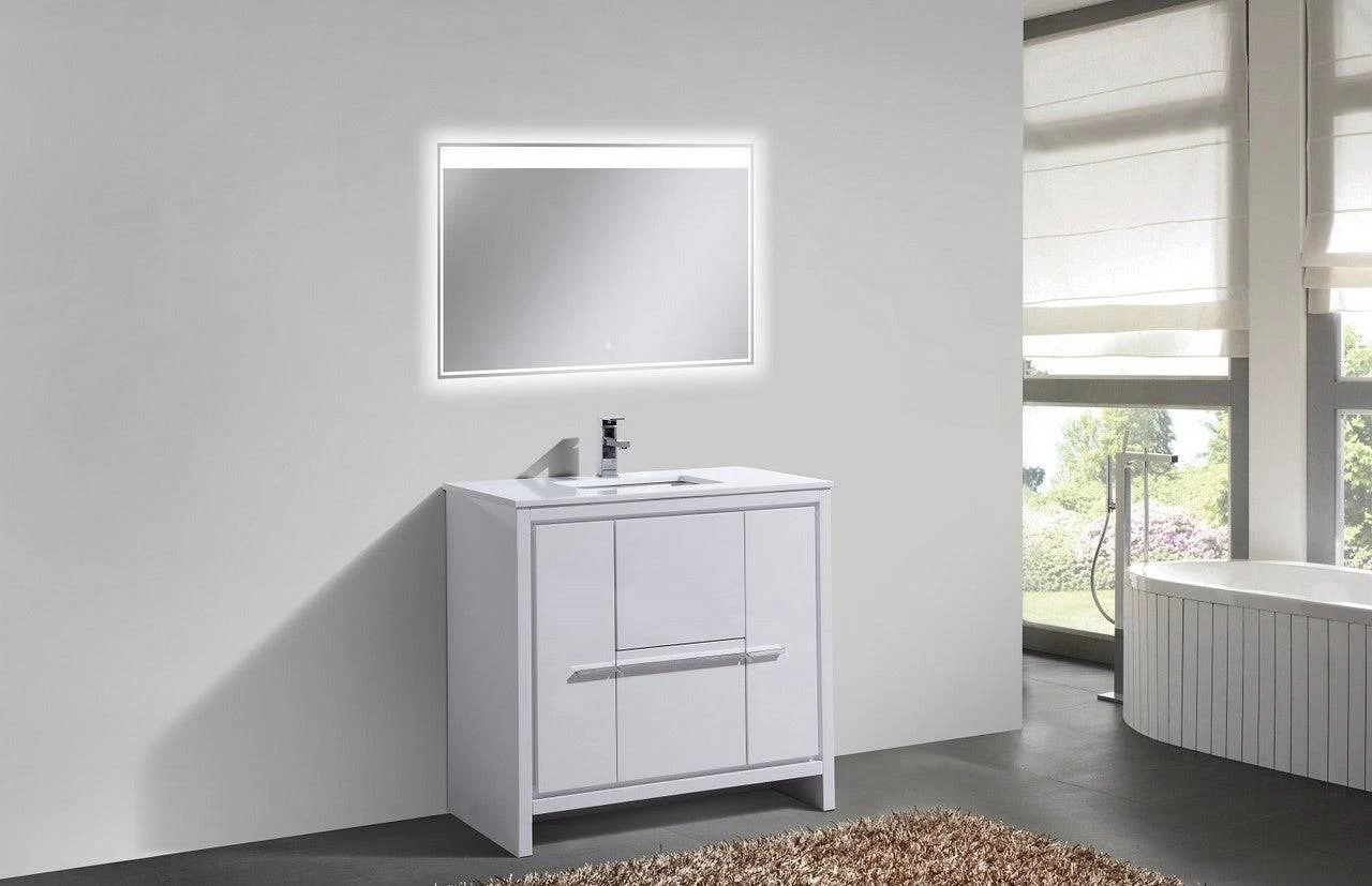 Kube Bath Dolce 36" Floor Mount Bathroom Vanity With Quartz Countertop With 2 Doors And 2 Drawers AD636