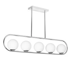 Dainolite 5-Light Halogen Horizontal Pendant In Polished Chrome Finish With White Glass