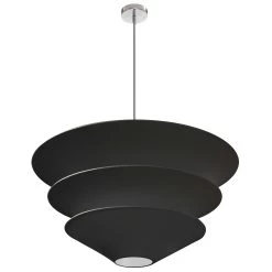 Dainolite 4 Light Pendant, Black Shade, Polished Chrome 36 Inch