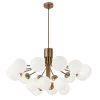 Dainolite 18 Light Halogen Chandelier, Aged Brass With Opal Glass