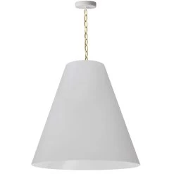 Dainolite 1 Light Large Anaya Aged Brass Pendant W/ White Shade