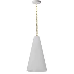 Dainolite 1 Light Small Anaya Aged Brass Pendant W/ White Shade