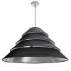 Dainolite 4 Light Pendant, Black And Silver Shade, Polished Chrome