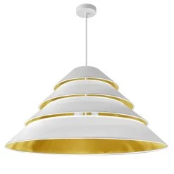 Dainolite 4 Light Pendant, White And Gold Shade, White