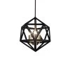 Dainolite 3 Light Chandelier, Matte Black With Antique Brass Accents