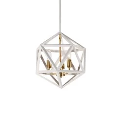 Dainolite 3 Light Chandelier, Matte White With Vintage Bronze Accents