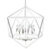 Dainolite 6 Light Chandelier, Matte White With Satin Chrome Accents