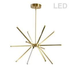 Dainolite 32W LED Chandelier Aged Brass With White Acrylic Diffuser