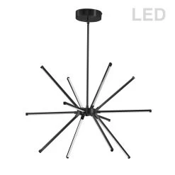Dainolite 32W LED Chandelier Matte Black With White Acrylic Diffuser