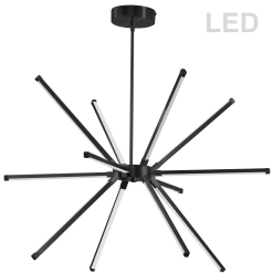 Dainolite 60W LED Chandelier, Matte Black With White Acrylic Diffuser