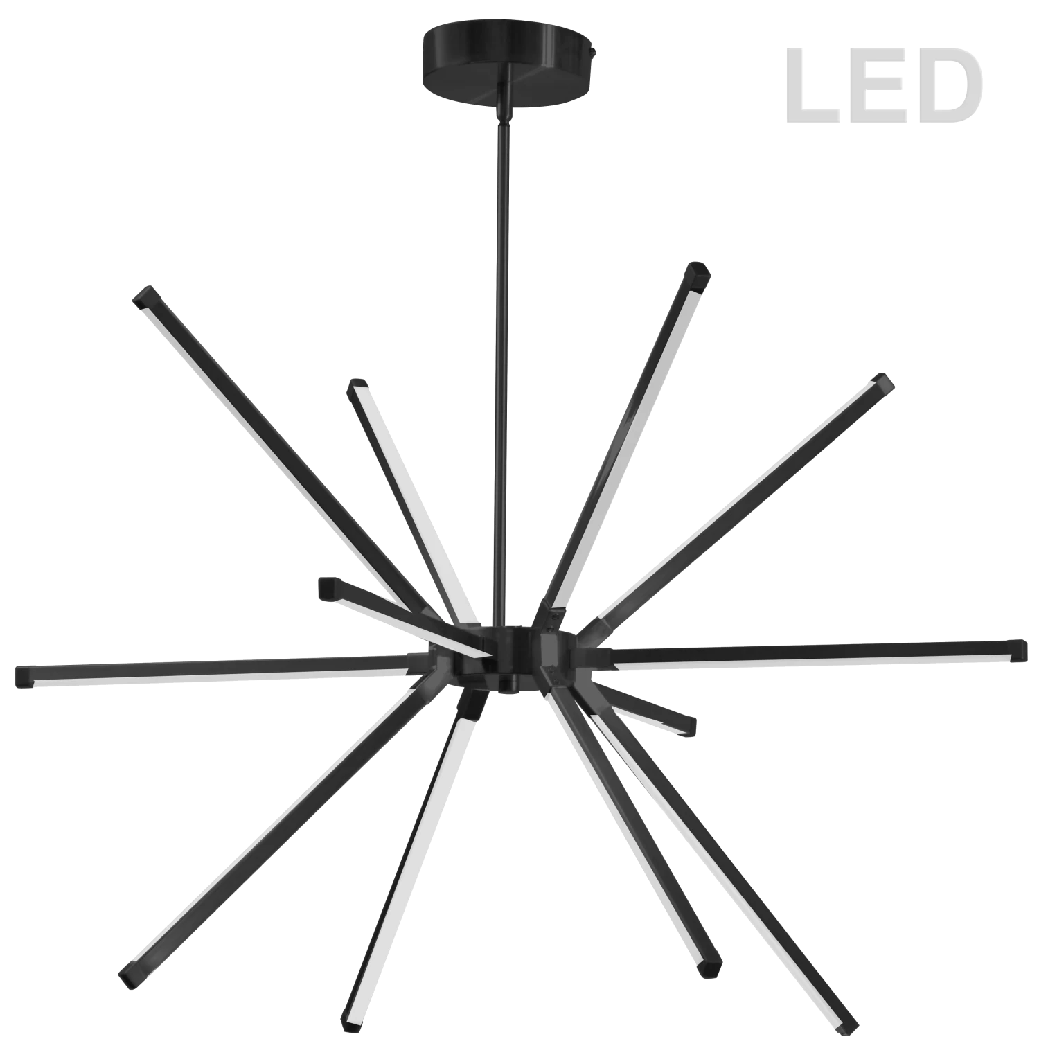 Dainolite 60W LED Chandelier, Matte Black With White Acrylic Diffuser