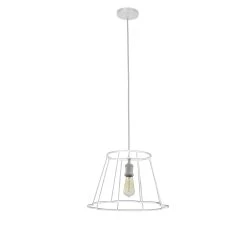 Dainolite 1 Light Metal Framed Pendant, Small Matte White Finish