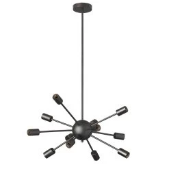Dainolite 12 Light Satellite Chandelier, Matte Black