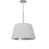 Dainolite 1 Light Brynn Small Pendant, White/Silver Shade, Polished Chrome