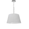 Dainolite 1 Light Brynn Small Pendant, White Shade, Polished Chrome