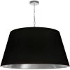 Dainolite 1 Light Brynn X-Large Pendant, Black/Silver Shade, Polished Chrome